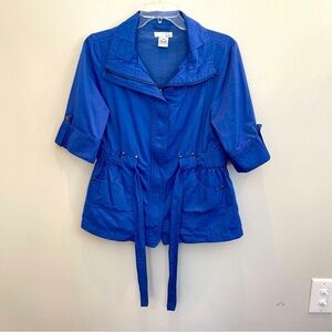 Luii Jacket Women’s Size Medium Colbalt Blue Jacket Belted Full Zip High Neck